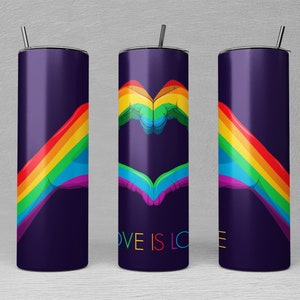 LGBT Pride Tumbler Wrap: Rainbow Heart Hands (PNG Digital Download)