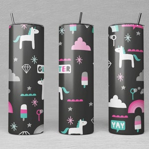 Unicorn 20 oz Skinny Tumbler Design | Unicorn Tumbler Wrap | Unicorn Sublimation Wrap | Unicorn Tumbler Png | Commercial Use Included