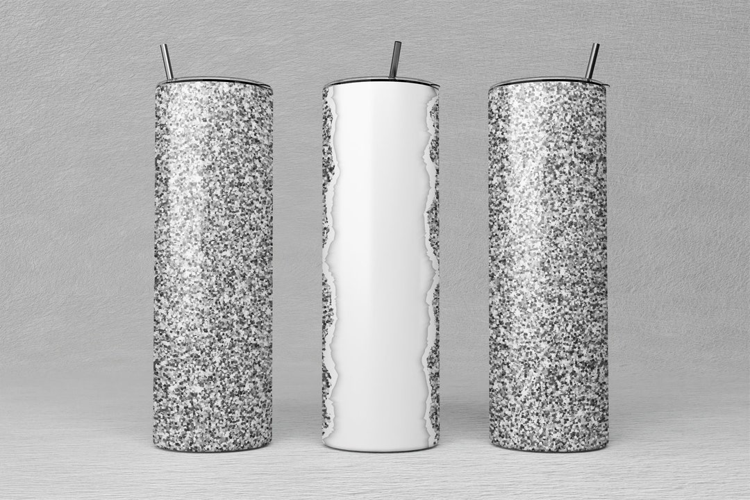 Silver Glitter Tumbler Design 20oz Skinny Silver Glitter Sublimation
