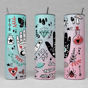 Witchy 20oz Skinny Tumbler Design | Witchy Sublimation Wrap | Witchy Tumbler Sublimation Design  | Commercial Use Included