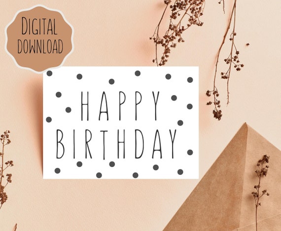 Happy Birthday Card Printable Birthday Card Digital Download | Etsy