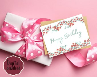 Printable Happy Birthday card Instant download 7x5 inch card for Birthdays birthday card to download Happy Birthday Card Foldable cards