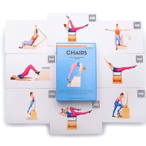 OnlinePilatesClasses Pilates Chairs Deck w/Video Tutorials, Fitness Cards- All-Levels Cards Set for Home Gym Exercise