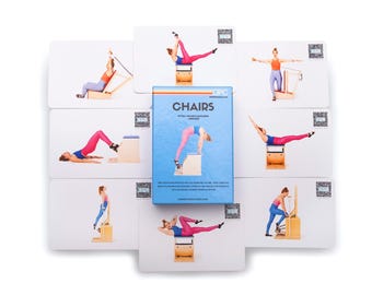 Pilates Chair Exercise Cards, Video Tutorials, All-Levels Home Gym Fitness