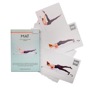 OnlinePilatesClasses Pilates Mat Deck w/ Video Tutorials, Fitness Cards - All-Levels Cards Set for Home Gym Exercise, Non-Equipment Workouts