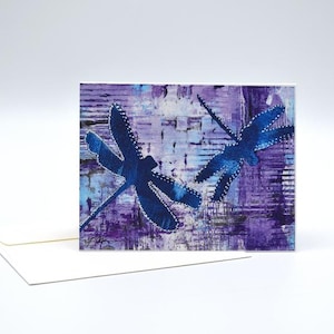 Dragonflies Greeting Card, Handmade Art, Quality Printed, All Occasion, Blank, Single Card