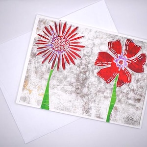 Floral Collage Greeting Card: Handmade All-Occasion Art Card