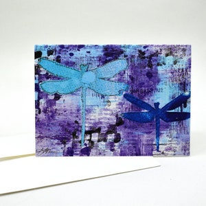 Dragonflies Greeting Card, Handmade Art, Quality Printed, All Occasion, Blank, Single Card