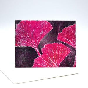 Ginkgo Leaf Greeting Card, Handmade Art, Quality Printed, All Occasion, Blank, Single Card