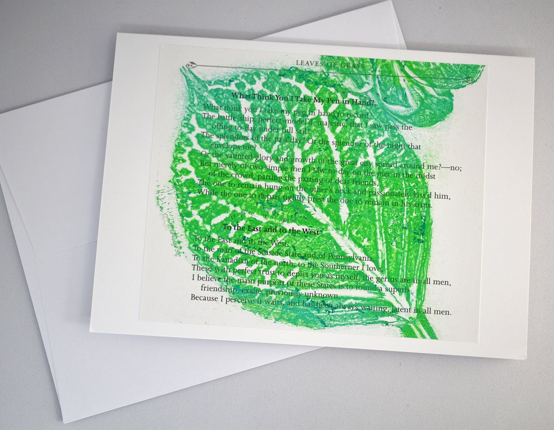 Hydrangea Leaf Greeting Card Book Paper Handmade Painted Etsy