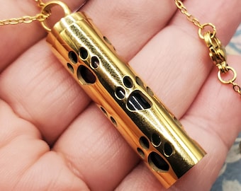 1 Goldtone Paw Cylinder BloodVial Pendant Kit with 20" Chain (BloodBond)