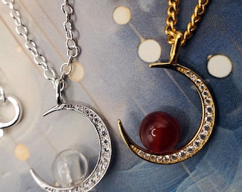 1 Sterling Petite Moon White or Yellow Gold Plated BloodVials Necklace Kit with Matching Solid .925 Silver Chain (BloodBond)