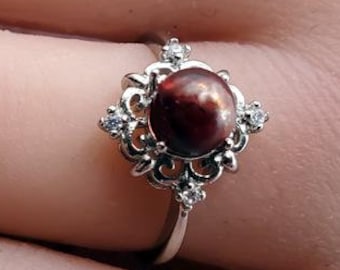 Sterling Diamond Sparkle BloodVial Ring with White Zircons Adjustable 6-11 Sizes .925 Solid Silver (BloodBond)