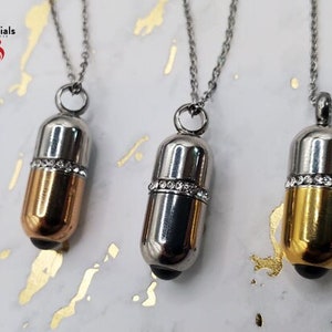 1 Metal Tube Gem Screw Closure BloodVial Necklace & Anticoagulant - 17.5&quot; - 19.5&quot; Adjustable Chain (BloodBond) - Last Stock - Discontinued