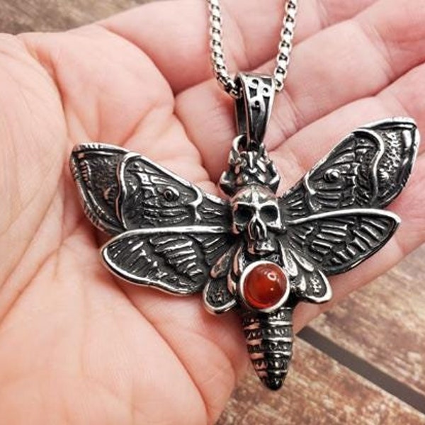 1 Death Head Moth BloodVial Pendant Necklace & Anticoagulant - 24" Stainless Steel Chain (BloodBond)