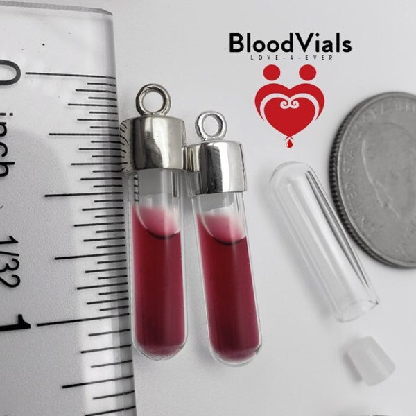 2 Sterling BloodVials with Anticoagulant - 925 Silver BloodBond Charms Kit