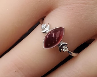 1 Sterling Marquise & Crescents BloodVial Ring Epoxy Resin Kit Adjustable 5-10.5 Sizes (BloodGem)