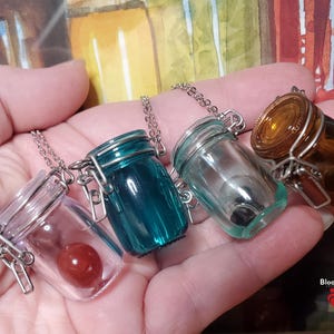 1 Canning Jar BloodVial Kit with 19.5" Stainless Steel Chain Miniature Apothecary Alchemist Witch Potion Ingredient (BloodBond)