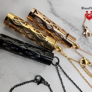 1 Infinity Cylinder BloodVial & Anticoagulant Pendant Kit Necklace (BloodBond)