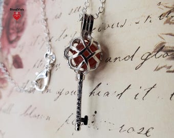 1 Sterling Sparkle Love Knot Key BloodVial Necklace Kit with 18" Solid .925 Silver Chain (BloodBond)