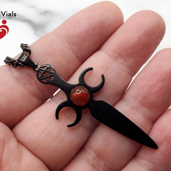 1 Black Dagger Blood Moon BloodVial Pendant Kit Necklace with Black-plated 23.5" Chain (BloodBond)