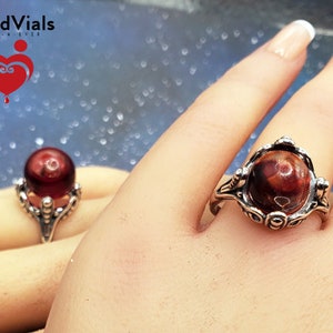 Sterling Organic BloodVial Ring Kit Solid .925 Silver Adjustable 7.5-11.5 Sizes (BloodBond) - Last One