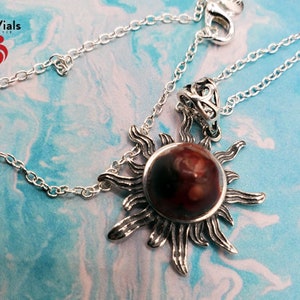 Flowering Sun Pendant & Anticoagulant (BloodBond) with Faux Black Leather Cord or .925 Silver Chain