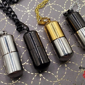 1 Metal Tube Screw Closure BloodVial Necklace & Anticoagulant - Matching Chain (BloodBond)