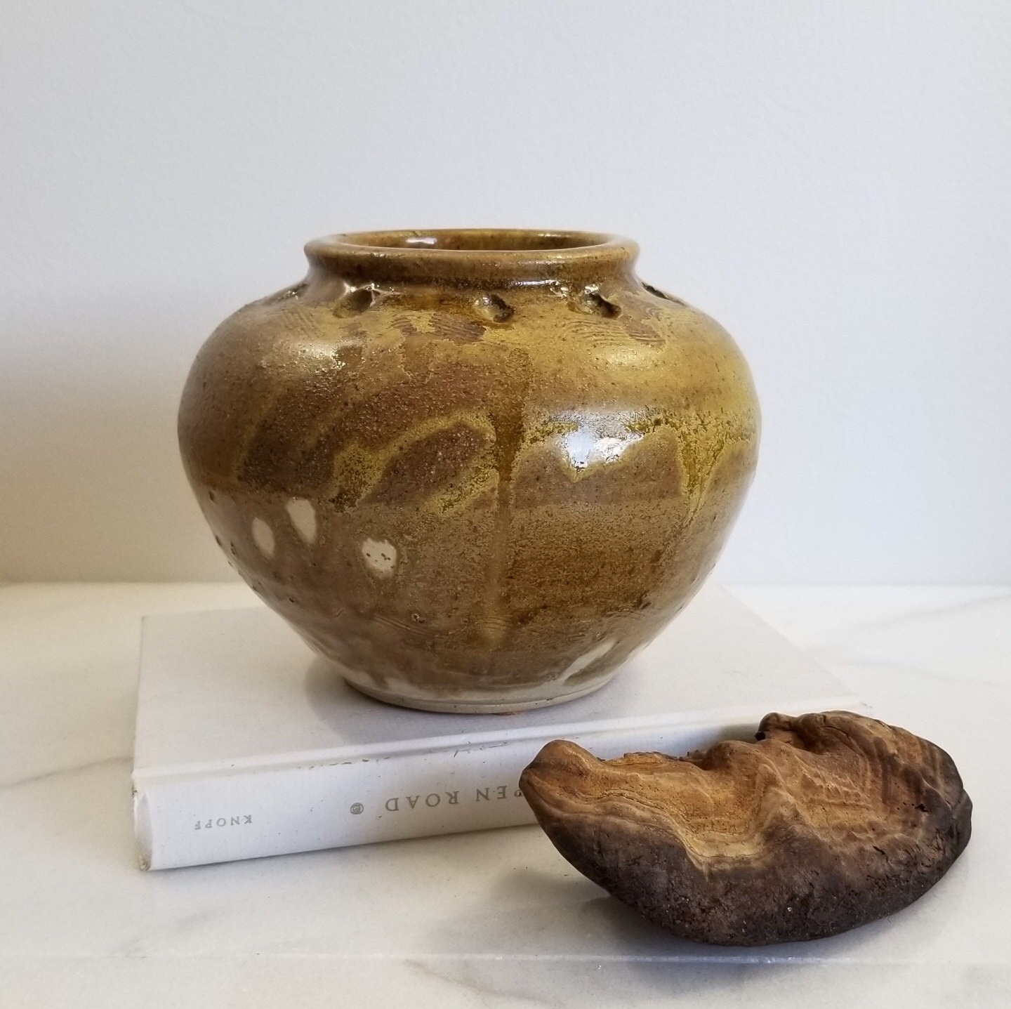 Vintage Olive Green Textured Vaserustic Potteryindustrial Décor