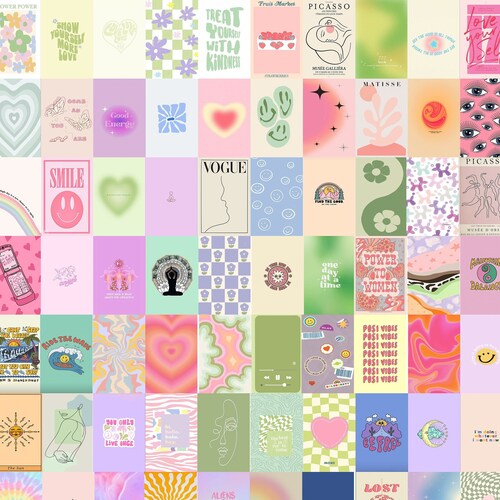 100 PCS Danish Pastel Aesthetic Wall Collage Kit Danish - Etsy