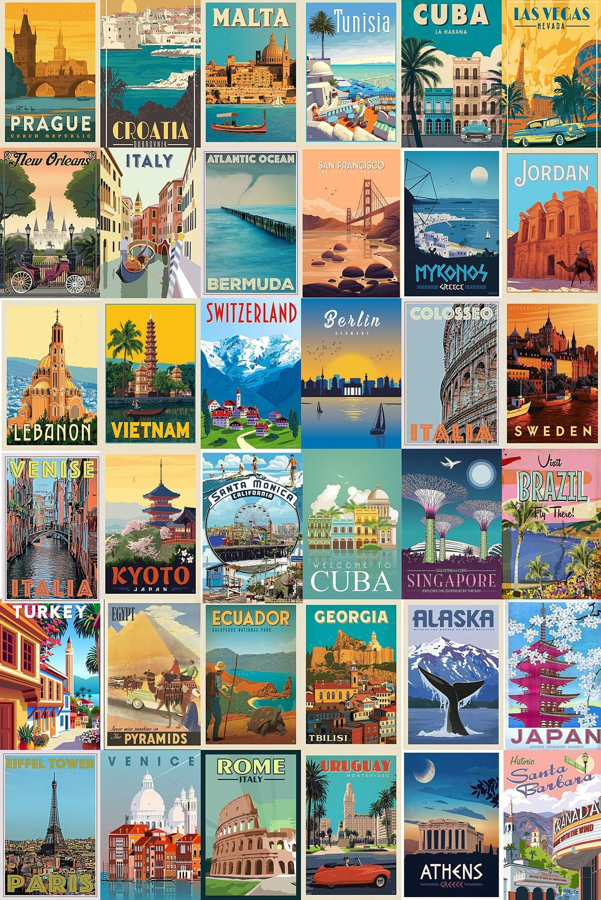 Vintage Traditional Travel Posters Vintage Travel Wall Art Etsy España