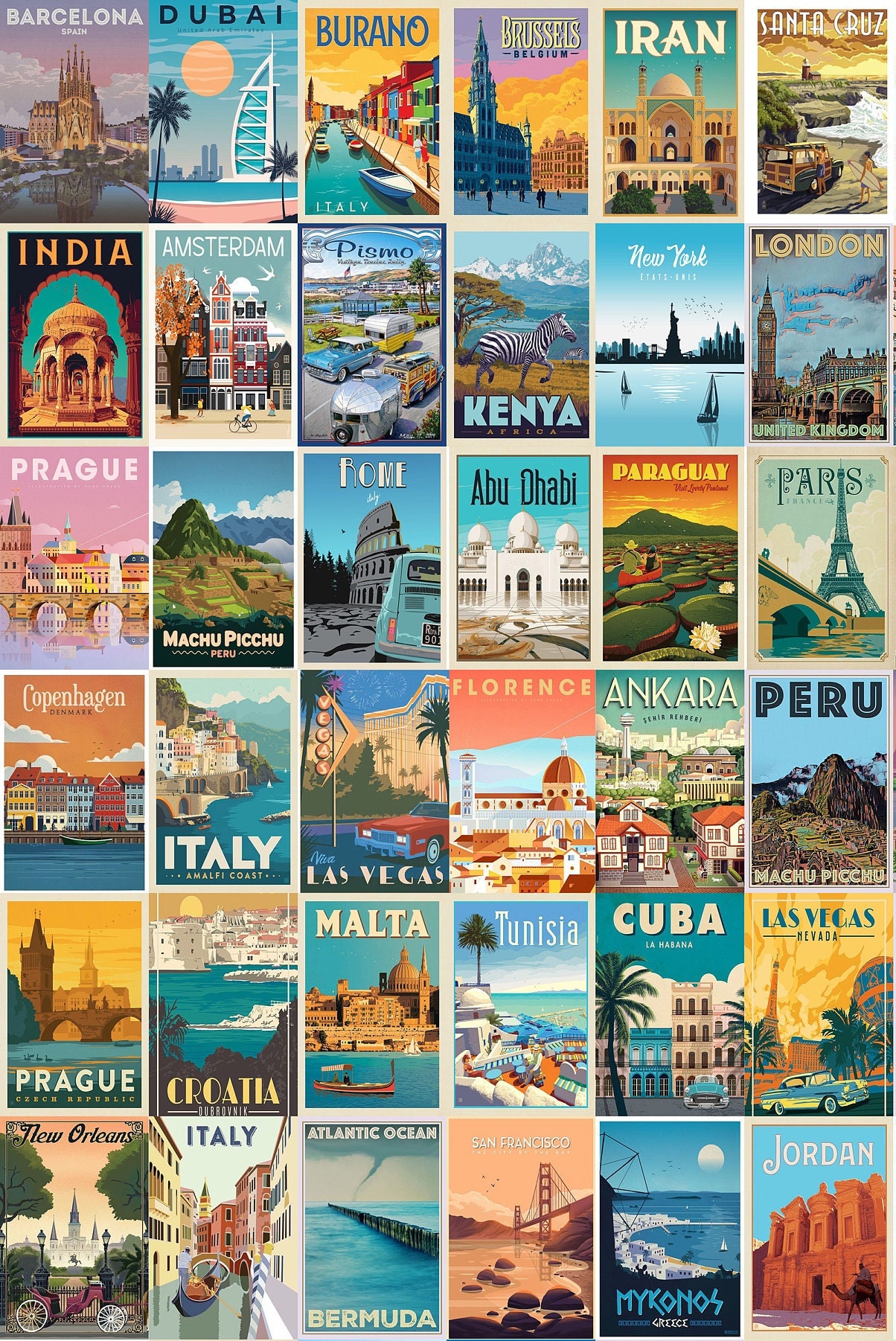 Vintage Traditional Travel Posters Vintage Travel Wall Art Etsy España