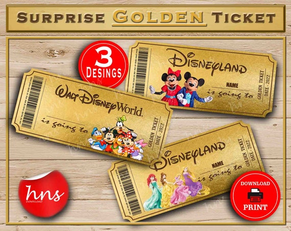 Disneyland Golden Printable Surprise Ticket. Editable Musical - Etsy