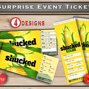 SHUCKED druckbare Broadway-Überraschungskarte. Bearbeitbares Musiktheater Faux Event Eintritt Souvenir Andenken. PDF Sofort-Download Word