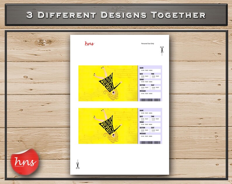 Printable FUNNY GIRL Broadway Surprise Ticket. Editable Musical Theatre Faux Event Admission