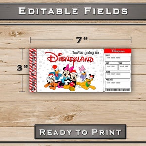Christmas Disneyland Printable Surprise Ticket. Editable Musical ...