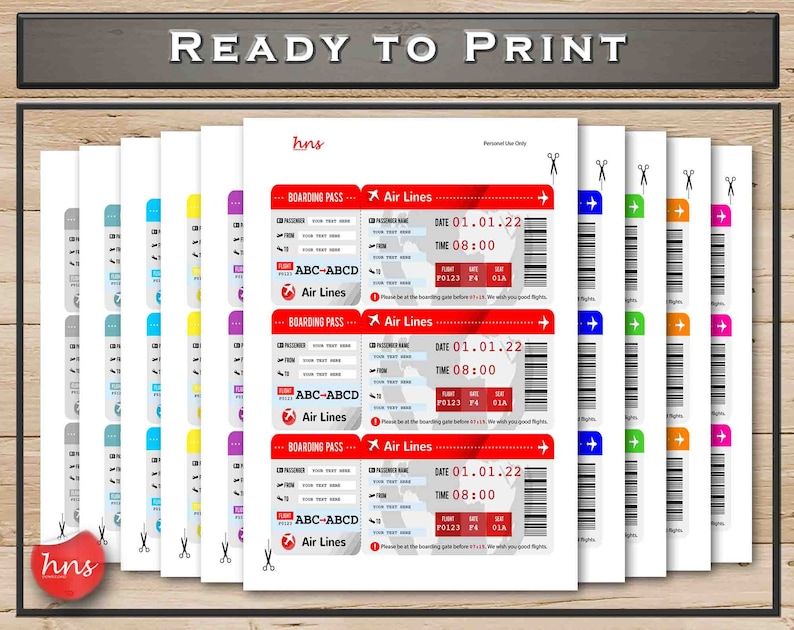 EDITABLE and PRINTABLE Surprise Airline Ticket, Boarding Ticket ...