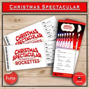 Weihnachtsspektakel mit dem Radio City Printable Surprise Event Ticket.Bearbeitbares Musikalbum, Faux Event Admission Souvenir Andenken