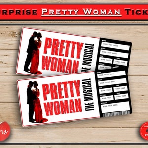 Hübsche Frau Broadway Überraschungskarte zum Ausdrucken. Bearbeitbares Musiktheater Faux Event Eintritt Souvenir Andenken. PDF Sofort-Download Word