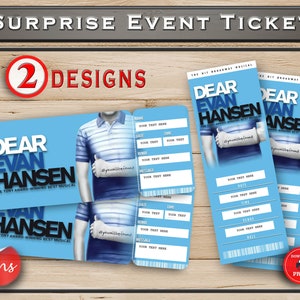 Lieber Evan Hansen ausdruckbare Broadway-Überraschungskarte. Bearbeitbares Musiktheater Faux Event Eintritt Souvenir Andenken. PDF und WORD.