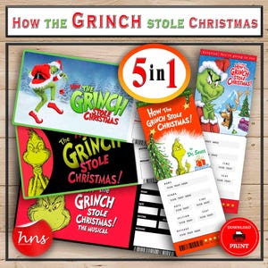 How the Grinch stole Christmas Printable Surprise Event Ticket. Bearbeitbares Musiktheater Faux Event Eintritt Souvenir Andenken. PDF oder Word