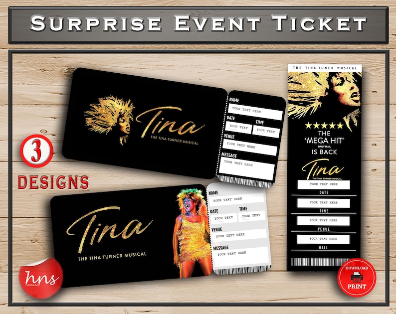 Tina Turner Musical Ticket Printable Broadway Surprise. Editable