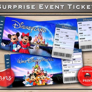 Disneyland Printable Broadway Surprise Ticket. Edytowalny Musical Theatre Faux Event Admission Souvenir Keepsake. Pobierz PDF Word