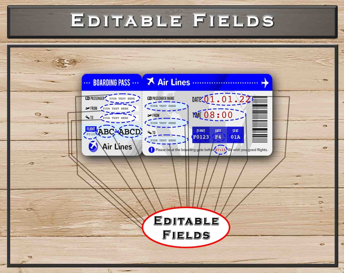 EDITABLE and PRINTABLE Surprise Airline Ticket Boarding - Etsy