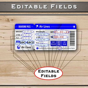 EDITABLE and PRINTABLE Surprise Airline Ticket, Boarding Ticket ...