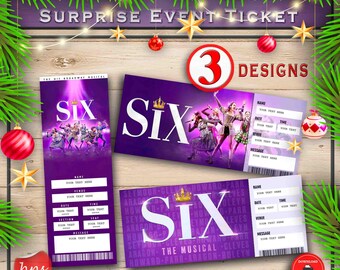 Editable Broadway &#39;Six&#39; Surprise Ticket: Printable Keepsake (PDF, Word)