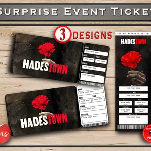 HADESTOWN Ticket druckbare Broadway Surprise. Bearbeitbares Musiktheater Faux Event Eintritt Souvenir Andenken. PDF Sofort-Download Word