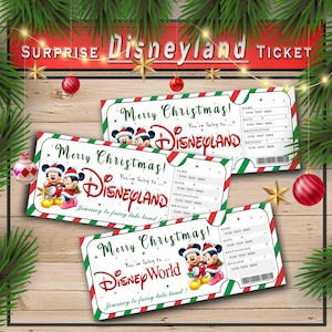 Weihnachten Disneyland druckbare Überraschungskarte. Bearbeitbares Musiktheater Faux Event Eintritt Souvenir Andenken. PDF Download Word