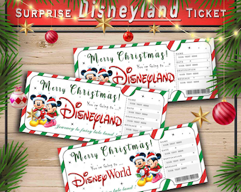 Christmas Disneyland Printable Surprise Ticket. Editable Musical Theatre Faux Event Admission Souvenir Keepsake. PDF Download Word
