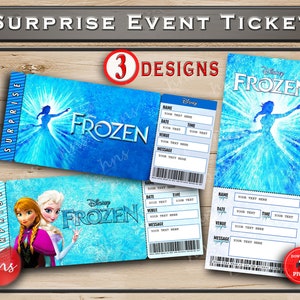 Entrada de Broadway para imprimir de Frozen. Entrada de recuerdo editable para un evento de teatro musical. Descargar PDF Word